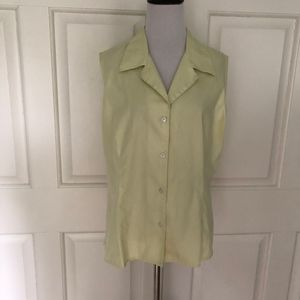 LEMON YELLOW SLEEVELESS BUTTON DOWN BLOUSE